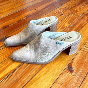 Mudd-Tan "Sophia" Western Block Heel Mules